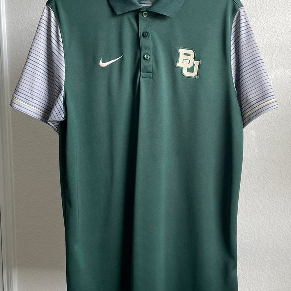 Nike Dri-FIT Baylor Bears Polo Shirt Mens Large Green NCAA University Golf Sport